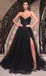 Ladivine Beaded Appliqued A-Line Prom Gown