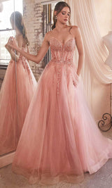 Ladivine Beaded Appliqued A-Line Prom Gown