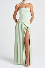 Maliyah high slit strapless Maxi Dress - Mint