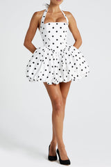 Maricia Mini Dress - Black Polka Dot Print