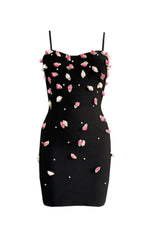 violet black 3D Rose Appliqués Bodycon mini Dress