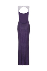 modesty sequin Mesh Back Maxi Dress - Purple
