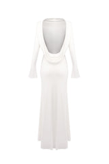 gloria DRAPED BACKLESS JERSEY MAXI DRESS in white
