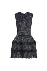 rebecca sequin stretch-knit mini dress in black