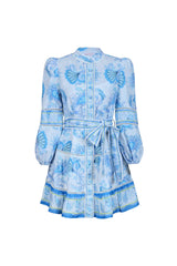 vicky floral print puff sleeve Mini Dress in blue