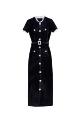 kama Black Chenille Knit Midi Dress