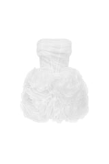 georgia Appliquéd organza white mini dress