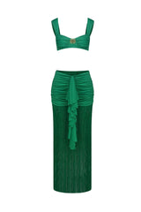 Tyonska Fringe Ruched Two Piece Set