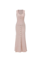 eartha sleeveless knitted dress top skirt set in apricot