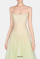 carol Draped Lace Maxi Dress in Mint