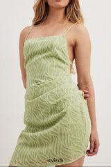 Structured Tie Back Mini Dress in green