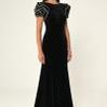 jessie Ruffle sleeves open back maxi dress in black