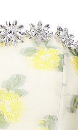 Lemon Yellow Strapless Long Cocktail Dress-Butter Cup