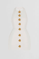 rita Halter Backless Mini Dress in white
