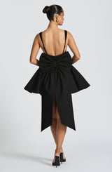 kristin back bow embellished Mini Dress in Black