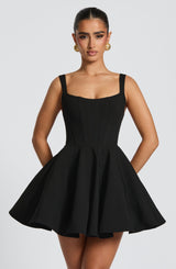 kristin back bow embellished Mini Dress in Black