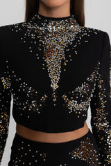 rosalind Embellished Co-Ord Set with Silver and Gold Sequin Detailing - Black