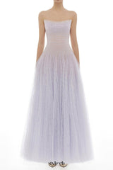 carol Draped Lace Maxi Dress in Violet