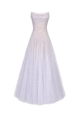 carol Draped Lace Maxi Dress in Violet