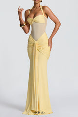 Vixen pleated bandage Maxi Dress - Lemon
