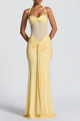 Vixen pleated bandage Maxi Dress - Lemon