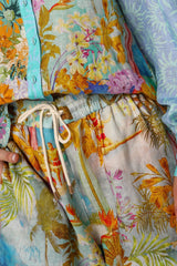 michelle Linen lantern-sleeve shirt shorts set