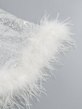 FEATHER SLEEVELESS MINI DRESS IN WHITE Dresses styleofcb