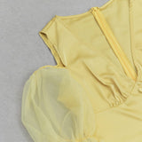 BUTTON FRONT SPLIT THIGH MIDI DRESS IN YELLOW DRESS sis label