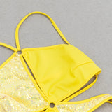 CRISSCROSS HALTERNECK CUTOUT MIDI DRESS IN YELLOW styleofcb