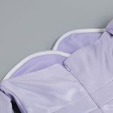 SATIN PUFF SLEEVE MINI DRESS IN LIGHT PURPLE styleofcb