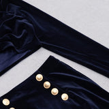 VELVET METAL BUCKLE SEXY TWO PIECES SUIT IN NAVY styleofcb