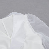 SOLID MESH LONG SLEEVE RUFFLE MINI DRESS styleofcb