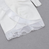 SOLID MESH LONG SLEEVE RUFFLE MINI DRESS styleofcb