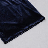 VELVET HOLLOWED OUT V-NECK DRESS IN DARK BLUE styleofcb