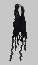 PLUNGING NECKLINE RUFFLE DRESS IN BLACK styleofcb