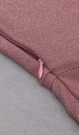 V-NECK LOTUS LEAF YARN EDGE SLIM SLIT DRESS IN PINK styleofcb