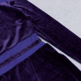 VELVET PERSPECTIVE TULLE STITCHING BAG HIP DRESS IN PURPLE styleofcb