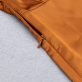 IRREGULAR RUFFLED BUTTOCK WRAP DRESS IN CARAMEL styleofcb