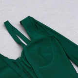 PERSPECTIVE GAUZE FISH BONE DRESS IN DARK GREEN styleofcb