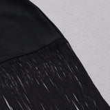 SLEEVELESS HOLLOWED OUT FRINGE DRESS IN BLACK styleofcb