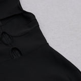 SLEEVELESS HOLLOWED OUT FRINGE DRESS IN BLACK styleofcb