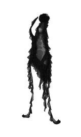PLUNGING NECKLINE RUFFLE DRESS IN BLACK styleofcb