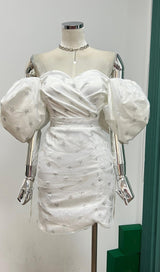 PUFF SLEEVE MINI DRESS Dresses styleofcb XS WHITE