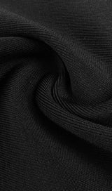 BANDAGE OFF-SHOULDER FEATHER MIDI DRESS IN BLACK styleofcb