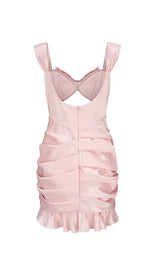 PINK BOW CUT OUT RUCHED MINI DRESS styleofcb