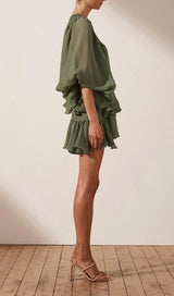 PLUNGED DRAPED MINI DRESS Dresses styleofcb