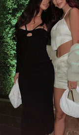 BANDAGE SEXY HALTER HOLLOW SKINNY SLIM MIDI DRESS IN BLACK styleofcb