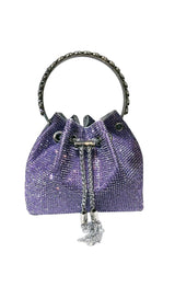 CRYSTAL EMBELLISHED BUCKET BAG IN PURPLE Bags styleofcb