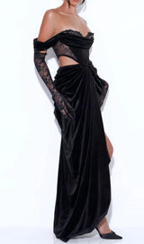 LACE STRAPLESS MAXI DRESS IN BLACK styleofcb
