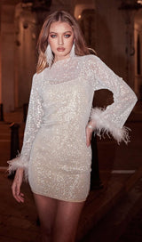 FEATHER MESH MINI DRESS Dresses styleofcb